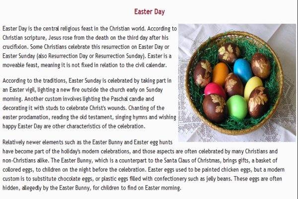 Reading: Easter day | Recurso educativo 34787