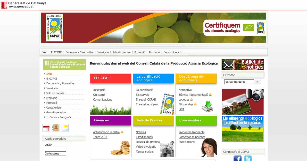 Web del Consell Català de la Producció Agrària Ecològica | Recurso educativo 37134