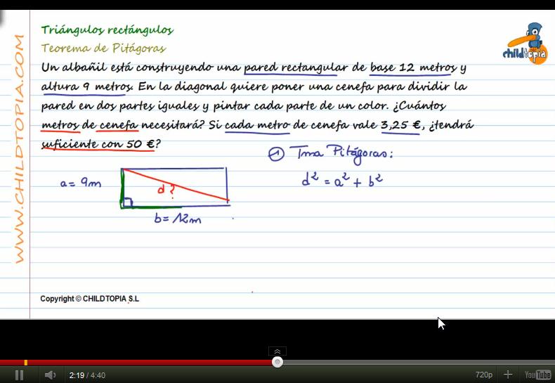 Vídeos: Teorema de Pitágoras | Recurso educativo 43868