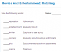 Movies and entertainment: Matching | Recurso educativo 68984