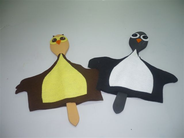Marionetas, buhito y pingüinito!! | Recurso educativo 91012