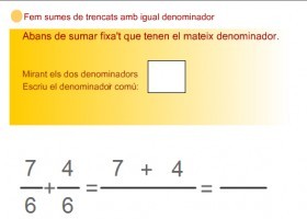 Sumes de fraccions amb igual denominador | Recurso educativo 774792